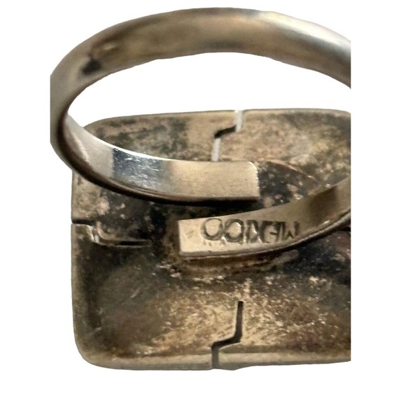 Sterling Silver Blue Green Opal Ring Stamped Mexico Sz 6.75 4 Gram - Picture 2 of 10